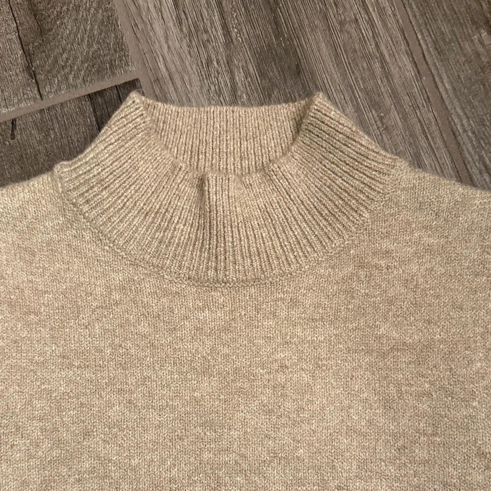Elegant Tan Turtleneck Sweater Vest - Picture 3 of 5